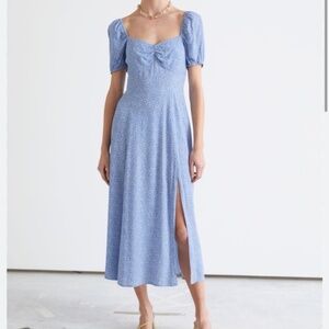 & Other Stories Floral Puff Sleeve Midi Dress size 6 (altered)